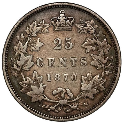 1870 Obv. 1 Canada 25 Cent Silver KM.5 - Very Fine Detail