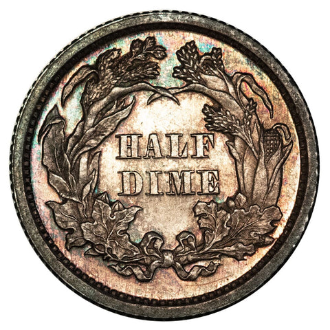 1872 Seated Liberty Half Dime - Pretty Toned Proof Uncirculated