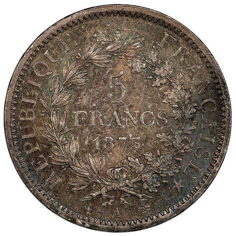 1873-A France Silver 5 Francs KM.820.1 - About Uncirculated