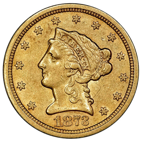 1873-S $2.5 Liberty Gold Coin - About Uncirculated - Mintage: 27,000