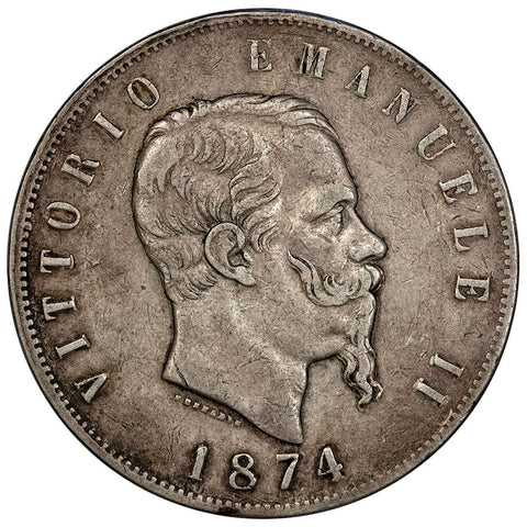 1847 Italy Silver 5 Lire KM. 8.3 - Very Fine+