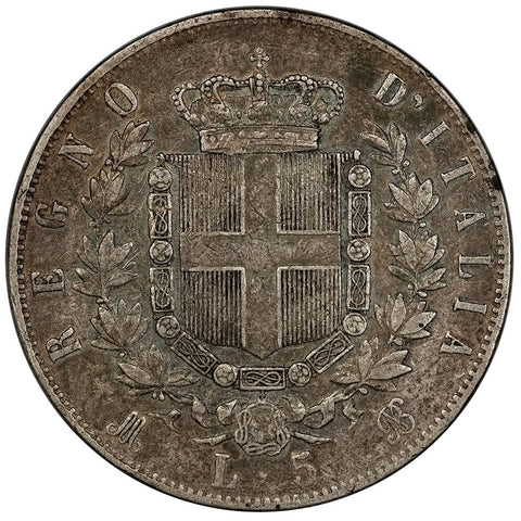 1847 Italy Silver 5 Lire KM. 8.3 - Very Fine+