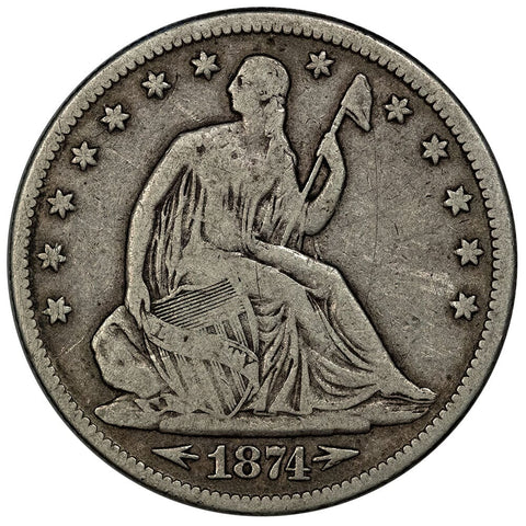 1874 Arrows Seated Liberty Half Dollar - Fine