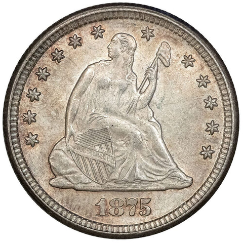 1875 Seated Liberty Quarter - Choice About Uncirculated