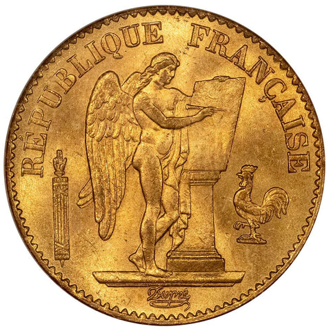 1875-A French Gold 20 Franc Angel KM.825 - NGC MS 65 - Gem Uncirculated