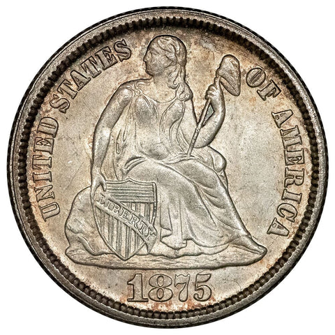 1875 Seated Liberty Dime - Toned Uncirculated