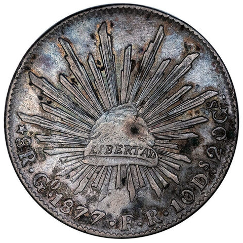 1877-GoFR Wide Date Mexico Cap & Rays 8 Reales - KM.377.8 - Very Fine