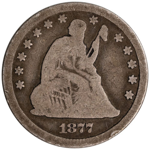 1877-CC Seated Liberty Quarter - Good