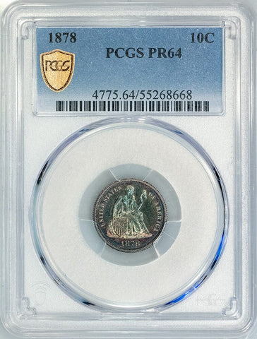 Proof 1878 Seated Liberty Dime - PCGS PR 64 - Choice Proof