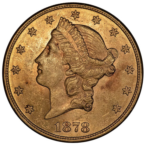 1878 $20 Liberty Double Eagle Gold Coin - About Uncirculated+