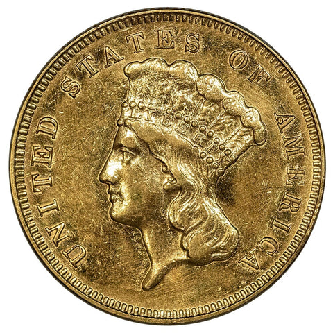 1878 $3 Princess Gold Coin - Extremely Fine Details