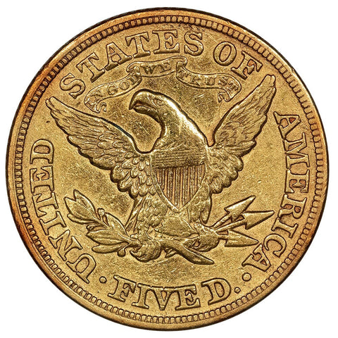 1880 $5 Liberty Head Gold Coin - Very Fine Details