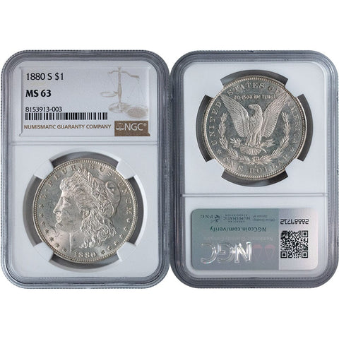 1880-S Morgan Dollar - NGC MS 63 - Choice Brilliant Uncirculated