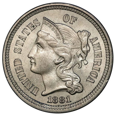 1881 Three Cent Nickel - Brilliant Uncirculated