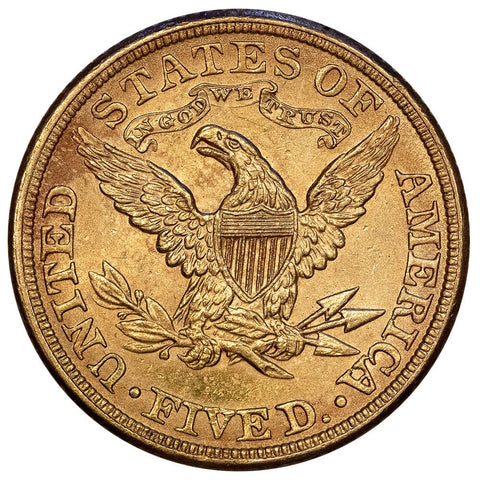 1881 $5 Liberty Head Gold Coin - Brilliant Uncirculated