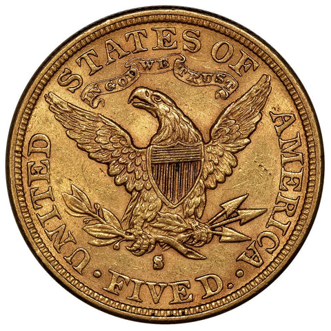 1881-S $5 Liberty Head Gold Coin - About Uncirculated