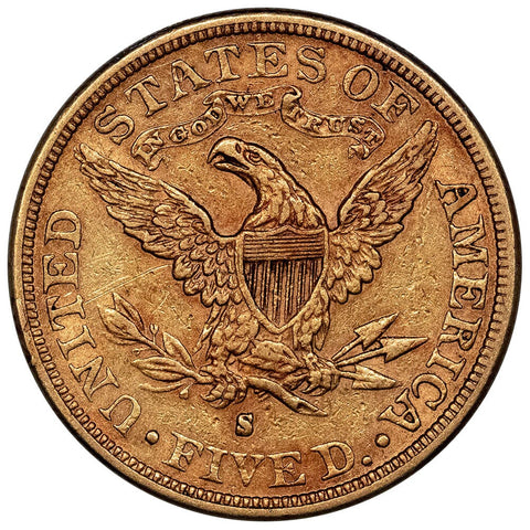 1881-S $5 Liberty Head Gold Coin - Extremely Fine Details