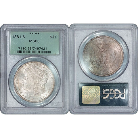 1881-S Morgan Dollar - PCGS MS 63 OGH - Choice Brilliant Uncirculated
