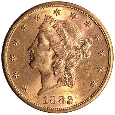 1882-S $20 Liberty Double Eagle Gold Coin - Brilliant Uncirculated