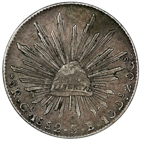 1882Go-SB Guanajuato Mint Cap & Rays 8 Reales - KM.377.8 - Very Fine+