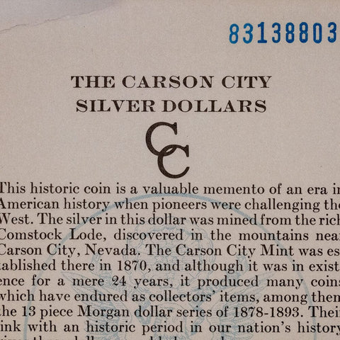 1883-CC Morgan Dollar - Carson City GSA - Brilliant Uncirculated w/ Box & CoA