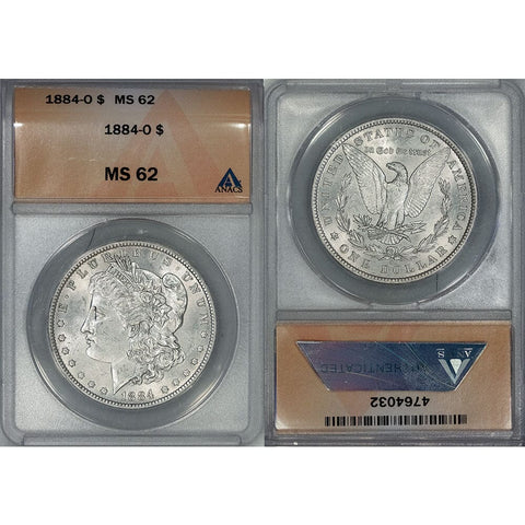 1884-O Morgan Dollar - Brilliant Uncirculated - ANACS MS 62