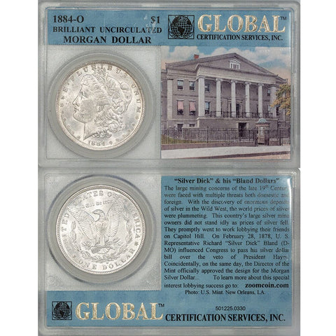 1884-O Morgan Dollar - Brilliant Uncirculated - Old GCS Slab