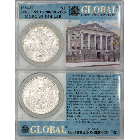 1884-O Morgan Dollar - Brilliant Uncirculated - Old GCS Slab