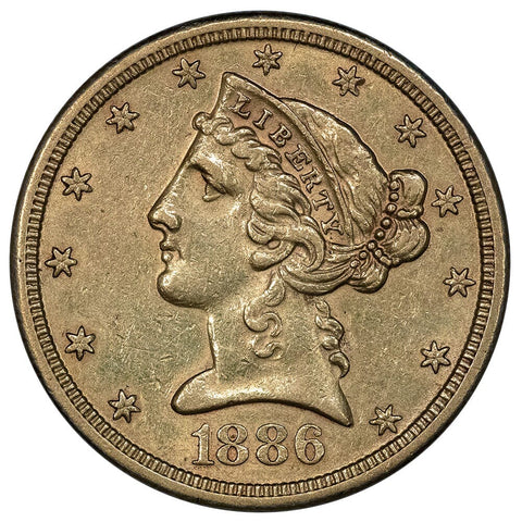 1886-S $5 Liberty Head Gold Coin - Extremely Fine
