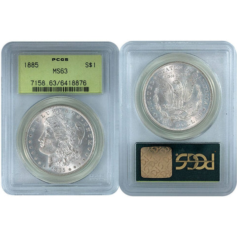 1885 Morgan Dollar - PCGS MS 63 OGH (Old Green Holder) - Choice Brilliant Uncirculated