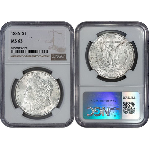1886 Morgan Dollar - NGC MS 63 - Choice Brilliant Uncirculated