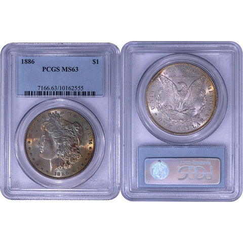 1886 Morgan Dollar - PCGS MS 63 - Choice Uncirculated Toned Obverse