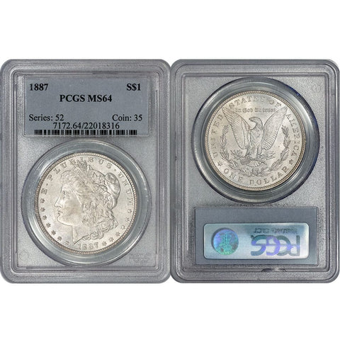 1887 Morgan Dollars - PCGS MS 64 - Choice Brilliant Uncirculated