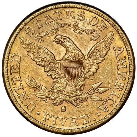 1887-S $5 Liberty Head Gold Coin - About Uncirculated