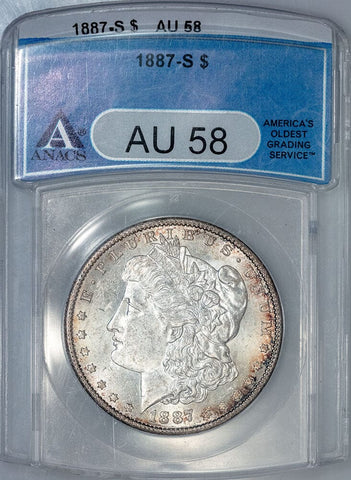 1887-S Morgan Dollar - ANACS AU 58 - Choice About Uncirculated