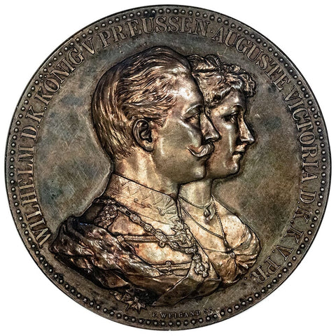 (1888-1918) Prussia, Wilhelm II Golden Wedding Anniversary Silver Medal Som-W82 - NGC PF 62