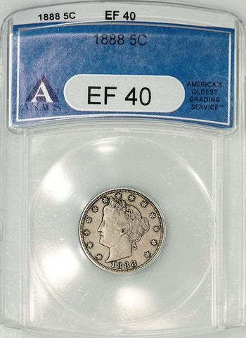 1888 Liberty Head V Nickel - ANACS EF 40 - Extremely Fine