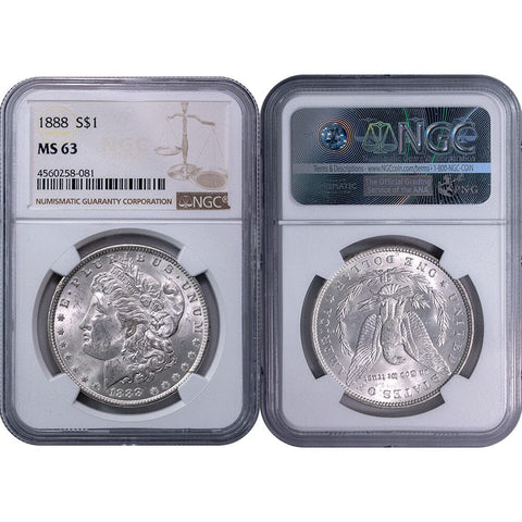 1888 Morgan Dollar - NGC MS 63 - Choice Brilliant Uncirculated