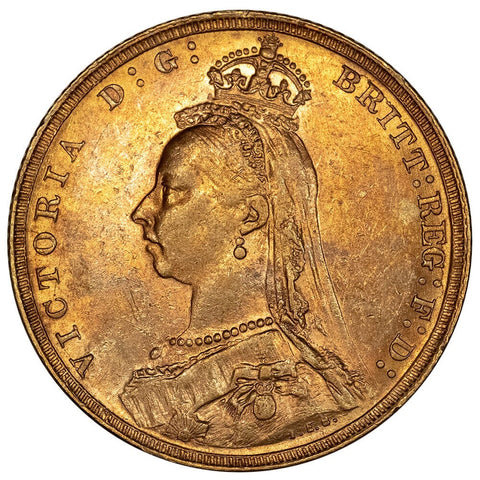 1889 Great Britain Victoria Jubilee Head Gold Sovereign - About Uncirculated