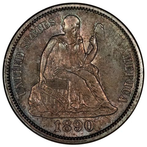 1890 Seated Liberty Dime - NGC MS 64 CAC - Choice Uncirculated, 'Fatty' Slab