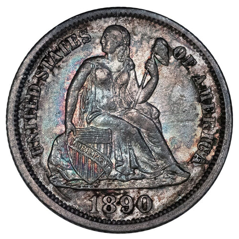 1890 Seated Dime - About Uncirculated