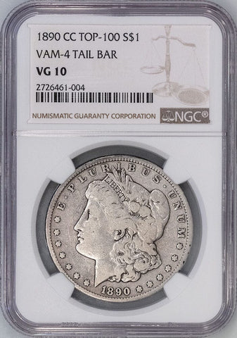 1890-CC Morgan Dollar VAM-4 Tail Bar - NGC VG 10 - Top 100 VAM