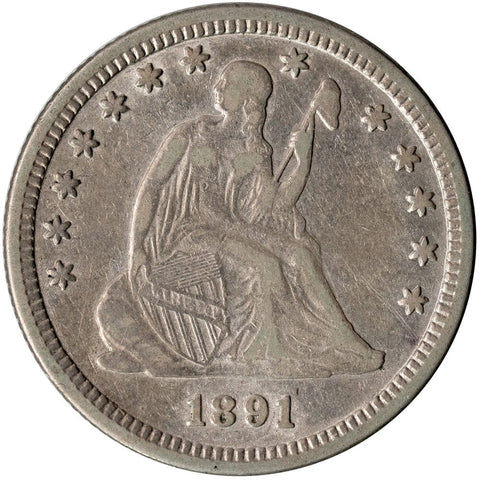 1891 Seated Liberty Quarter - Very Fine Details (Cleaned)