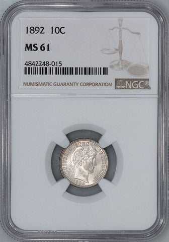 1892 Barber Dime - NGC MS 61 - Brilliant Uncirculated