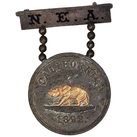 1892 N.E.A. California Gold, Silver, Tin Products Medal With Gold Inlay - AU