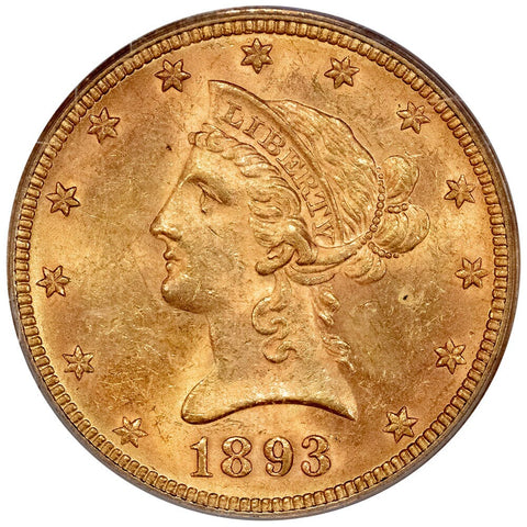 1893 $10 Liberty Gold Eagle - PCGS MS 61 OGH - Brilliant Uncirculated