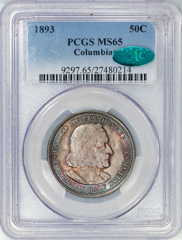 1893 Columbian Silver Commemorative Half Dollar - PCGS MS 65 CAC - Very Pretty
