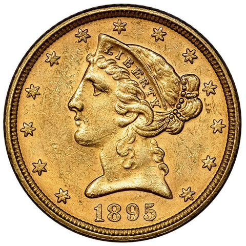 1895 $5 Liberty Head Gold Coin - Brilliant Uncirculated
