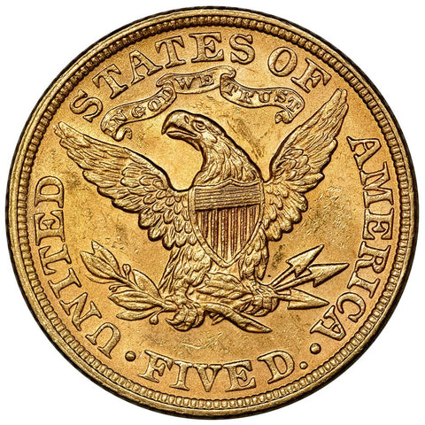 1895 $5 Liberty Head Gold Coin - Brilliant Uncirculated