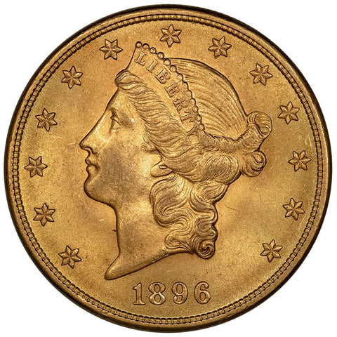 1896 $20 Liberty Double Eagle Gold Coin - Choice About Uncirculated